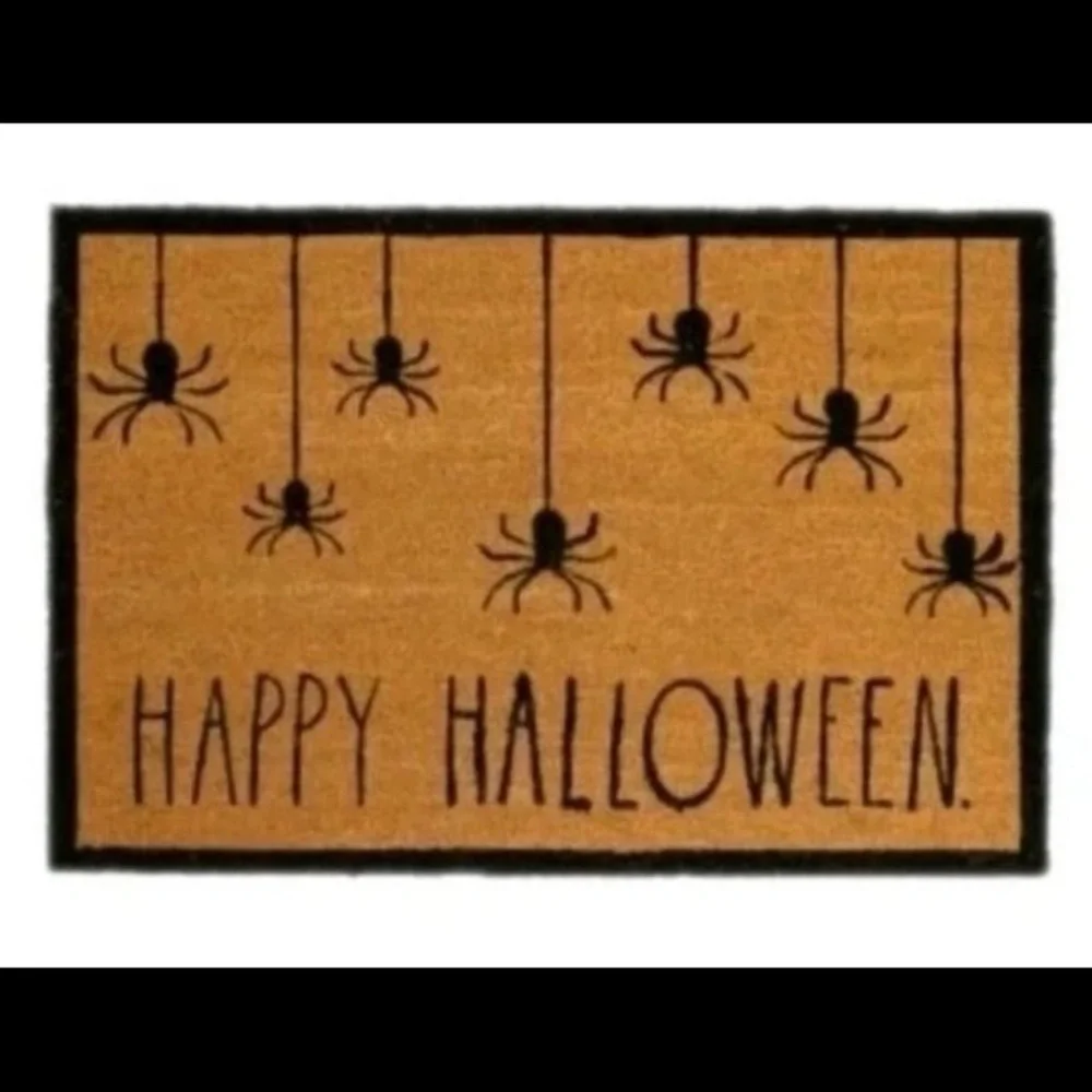 Rae Dunn Happy Halloween Doormat - Black and Tan Heavy Duty Outdoor Doormat